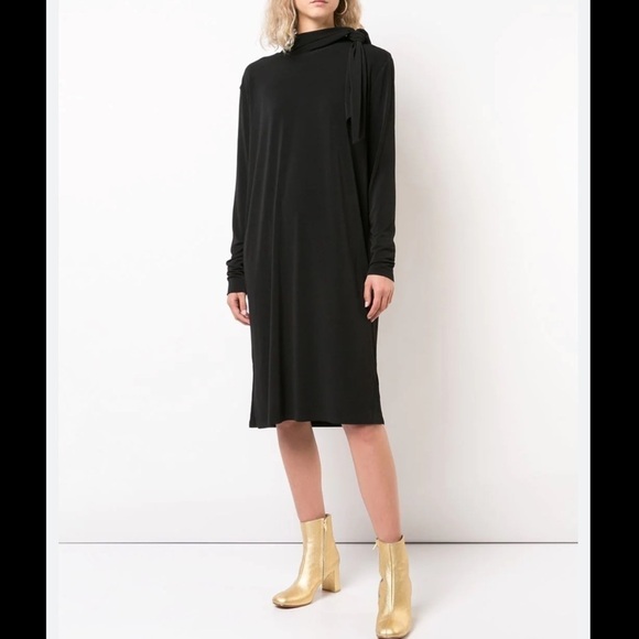 By Malene Birger Gulia Black Long Sleeve Shift Dress 
With Bow Tie Style Neck M - Picture 1 of 12